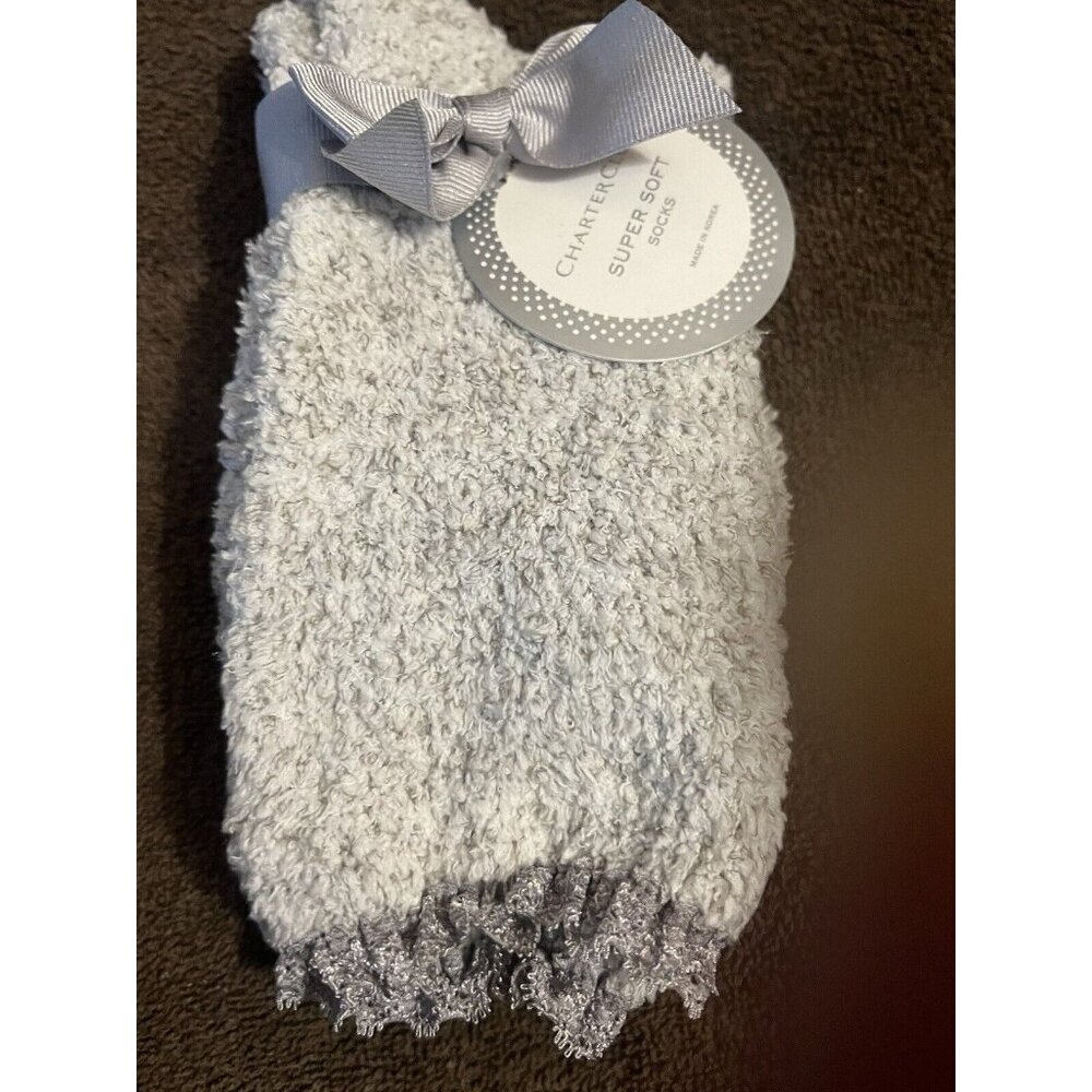 Charter Club Women's Soft Fuzzy Butter Socks Grey 9-11 Fits Shoe Size 6-10